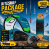Ozone 2026 beginner kitesurf package with Catalyst V5 kite, Ozone Base board, control bar, harness and footstraps